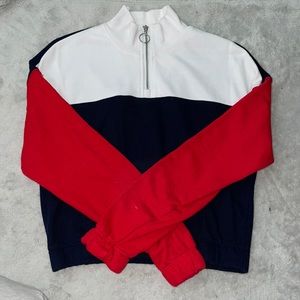 Cropped half zipped sweat shirt